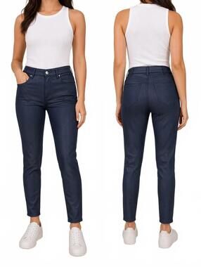 Loft Women's Navy Coated Skinny Pants In Excellent Condition.